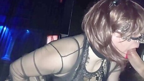 Crossdresser In Sexy Black Lingerie In Swinger