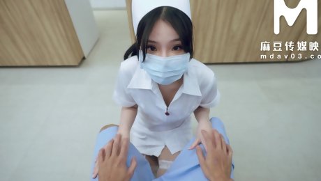 Beautiful Chinese Nurse Serves Doctor's Cock