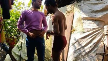 Two college boys are parking their car and taking bath in cold water in the village - Indian Gay Movies In Hindi