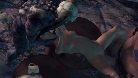 Lara Croft Fucked In Gangbang By Huge Cock Aliens